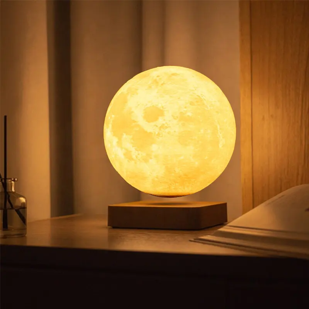 original levitating hovering led light up rotating moon lamp