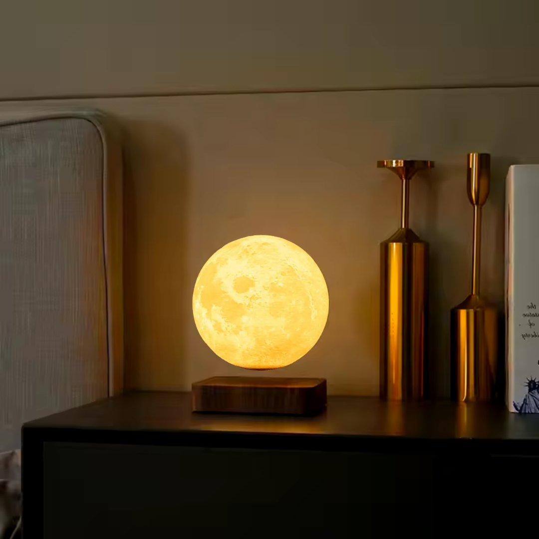 original levitating hovering led light up rotating moon lamp